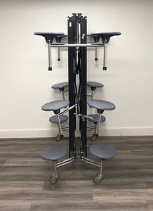 12ft Cafeteria Lunch Table w/ Stool Seat, Gray Top, Gray Purple Seat, Adult Size (RF)