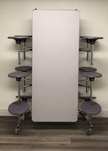 Load image into Gallery viewer, 12ft Cafeteria Lunch Table w/ Stool Seat, Gray Top, Light Purple Seat, Adult Size (RF)
