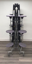 Load image into Gallery viewer, 12ft Cafeteria Lunch Table w/ Stool Seat, Gray Top, Light Purple Seat, Adult Size (RF)
