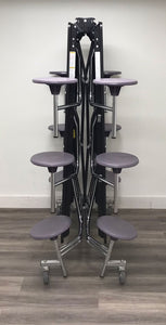 12ft Cafeteria Lunch Table w/ Stool Seat, Gray Top, Light Purple Seat, Adult Size (RF)
