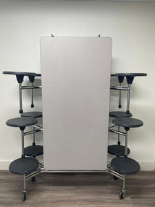 10ft Cafeteria Lunch Table w/ 12 Stool Seat, Gray Top, Dark Gray Seat, Adult Size (RF)