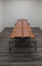 Load image into Gallery viewer, 12ft Cafeteria Lunch Table w/ Foldable Bench Seat, Wood Grain, Adult Size (RF)
