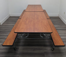 Load image into Gallery viewer, 12ft Cafeteria Lunch Table w/ Foldable Bench Seat, Wood Grain, Adult Size (RF)
