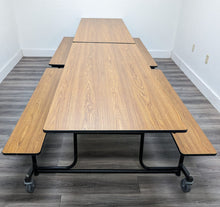 Load image into Gallery viewer, 12ft Cafeteria Lunch Table w/ Bench Seat, Medium Oak, Adult Size (RF)
