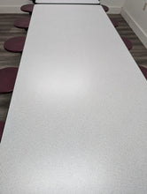 Load image into Gallery viewer, 12ft Cafeteria Lunch Table w/ Stool Seat, Gray Top, Burgundy Seat, Adult Size (RF)
