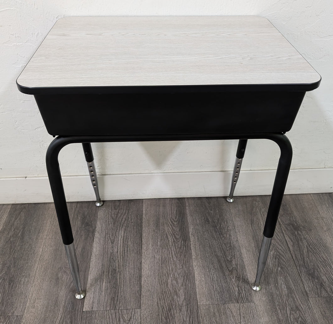 Open Front Student Desk, w/ NEW Replacement Gray Wood Grain Laminate Top (RF)