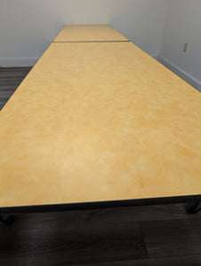 12ft Cafeteria Lunch Table w/ Foldable Bench Seat, Yellow Brush Top, Elementary School Size (RF)