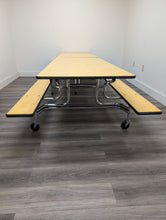 Load image into Gallery viewer, 12ft Cafeteria Lunch Table w/ Foldable Bench Seat, Yellow Brush Top, Elementary School Size (RF)
