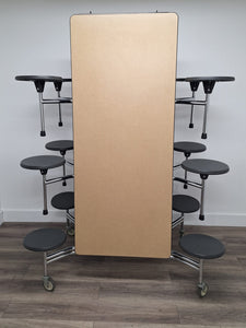 12ft Cafeteria Lunch Table w/ Stool Seat, Beige Top, Black Seat, Adult Size (RF)