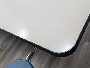 Wheelchair Handicap 12ft Cafeteria Lunch Table w/ Stool Seat, Gray Top, Blue Seat, Adults Size (RF)