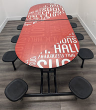 Load image into Gallery viewer, 10ft Cafeteria Lunch Table w/ Stool Seat, Red Top, Black Seat, Hall Elementary Designs, Adults Size (RF)
