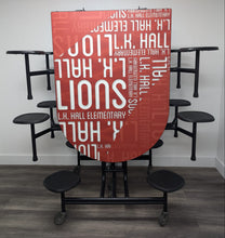 Load image into Gallery viewer, 10ft Cafeteria Lunch Table w/ Stool Seat, Red Top, Black Seat, Hall Elementary Designs, Adults Size (RF)
