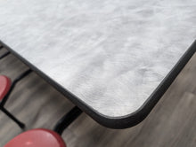 Load image into Gallery viewer, 12ft Cafeteria Lunch Table w/ Stool Seat, Gray Blush Top, Maroon Seat, Adult Size (RF)
