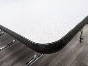 10ft Cafeteria Lunch Table w/ Stool Seat, Gray Top, Burgundy Seat, Adult Size (RF)