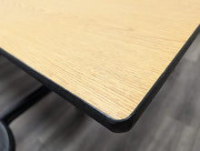 Load image into Gallery viewer, 12ft Cafeteria Lunch Table w/ Stool Seat, Wood Grain Top, Black Seat, Adults Size (RF)
