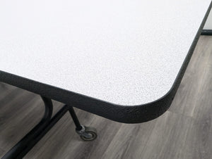 12ft Cafeteria Lunch Table w/ Stool Seat, Gray Top, Black Seat, Adults Size (RF)