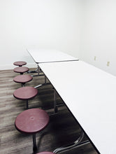 Load image into Gallery viewer, 10ft Cafeteria Lunch Table w/ Stool Seat, Gray Top, Burgundy Seat, Adult Size (RF)
