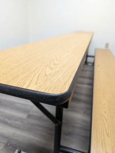 Sico 8ft Mobile Convertible Bench Table, Oak Wood Grain, Adult Size (RF)