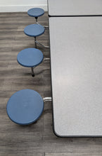 Load image into Gallery viewer, Space Saver 8ft Cafeteria Lunch Table w/ 8 Stool Seat, Gray Top, Navy Blue Seat, Elementary Size (RF)
