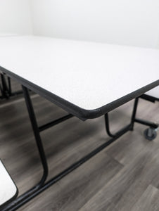 12ft Cafeteria Lunch Table w/ Bench Seat, Gray, Adult Size (RF)