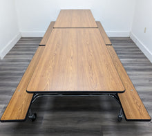 Load image into Gallery viewer, 12ft Cafeteria Lunch Table w/ Foldable Bench Seat, Wood Grain, Adult Size (RF)
