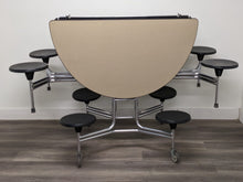 Load image into Gallery viewer, 60in Round Cafeteria Lunch Table w/ 8 Stool Seat, Beige Top, Black Seat, Adult Size (RF)
