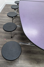 Load image into Gallery viewer, 10ft Cafeteria Lunch Table w/ 12 Stool Seat, Purple Top, Black Seat, Oval, Adult Size (RF)
