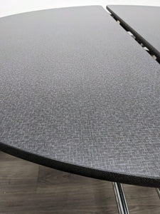 60in Round Cafeteria Lunch Table w/ 8 Stool Seat, Dark Gray Top, Black Seat, Adult Size (RF)
