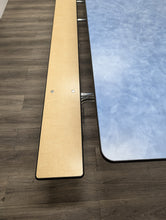Load image into Gallery viewer, 12FT CAFETERIA LUNCH TABLE W/ FOLDABLE BENCH SEAT BLUE TOP, MAPLE BENCH, ADULT SIZE (RF)
