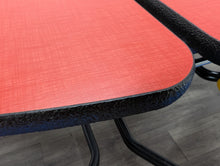 Load image into Gallery viewer, 60in Round Cafeteria Lunch Table w/ Bench Seat, Red Top, Blue Seat, Adult Size (RF)
