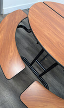 Load image into Gallery viewer, 60in Round Cafeteria Lunch Table w/ Bench Seat, Cherry Top, Cherry Seat, Adult Size (RF)

