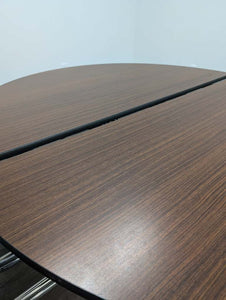 60in Round Cafeteria Lunch Table w/ Bench Seat, Wood Grain Top, Black Seat, Adult Size (RF)