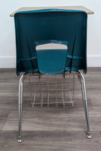 Load image into Gallery viewer, Artco Bell Combo Desk, Green Seat, Wood Grain Top, Basket (RF)
