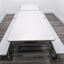 Load image into Gallery viewer, 12ft Cafeteria Lunch Table w/ Foldable Gray Nebula Top, Gray Nebula Bench Seat, Adult Size (RF)
