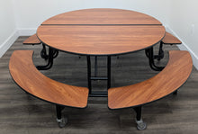 Load image into Gallery viewer, 60in Round Cafeteria Lunch Table w/ Bench Seat, Cherry Top, Cherry Seat, Adult Size (RF)
