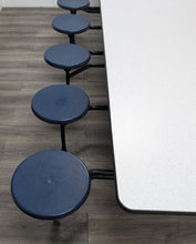 Load image into Gallery viewer, 10ft Cafeteria Lunch Table w/ Stool Seat, Gray Top, Navy Blue Seat, Elementary Size (RF)
