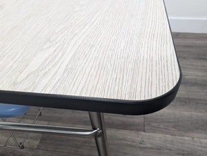 Virco 9400BR Combo Desk, Light Blue Seat, Gray Wood Grain Laminate Top, With Basket (RF)
