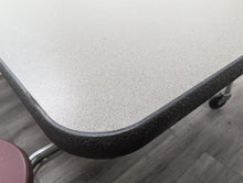 Load image into Gallery viewer, 12ft Cafeteria Lunch Table w/ 12 Stool Seat, Dark Sage Top, Burgundy Seat, Elementary Size (RF)
