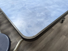 Load image into Gallery viewer, 12ft Cafeteria Lunch Table w/ 16 Stool SLED Seat, Blue Woolamai Top, Blue Seat, Elementary Size (RF)
