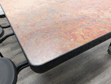 Load image into Gallery viewer, 8ft Cafeteria Lunch Table w/ Stool Seat, Peach Gray Top, Black Seat, Adult Size (RF)
