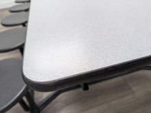 Load image into Gallery viewer, 12ft Cafeteria Lunch Table w/ 16 Stool SLED Seat, Gray Top, Black Seat, Elementary Size (RF)
