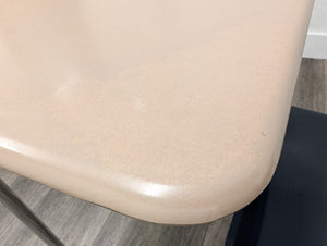 KI Ivy League Combo Desk, Navy Blue Hard Plastic Seat, Beige Hard Plastic Top, Basket, Sled Base (RF)
