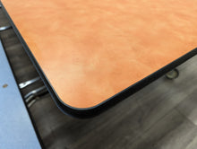 Load image into Gallery viewer, 10FT CAFETERIA LUNCH TABLE W/ FOLDABLE BENCH SEAT, ORANGE TOP, LIGHT BLUE BENCH, ELEMENTARY SIZE (RF)
