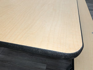 12FT CAFETERIA LUNCH TABLE W/ FOLDABLE BENCH SEAT, MAPLE TOP, MAPLE BENCH, PRE SCHOOL SIZE (RF)