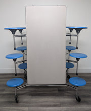 Load image into Gallery viewer, 10ft Cafeteria Lunch Table w/ 12 Stool Seat, Gray Top, Light Blue Seat, Adult Size (RF)
