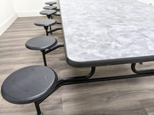 Load image into Gallery viewer, 12ft Cafeteria Lunch Table w/ 12 Stool Seat, Gray Brush Top, Black Seat, Adult Size (RF)
