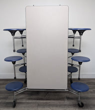 Load image into Gallery viewer, 10ft Cafeteria Lunch Table w/ 12 Stool Seat, Gray Top, Navy Blue Seat, Adult Size (RF)
