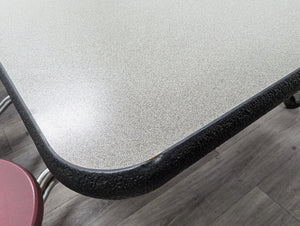 12ft Cafeteria Lunch Table w/ 16 Stool Seat, Dark Sage Top, Burgundy Seat, Elementary Size (RF)