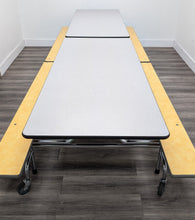 Load image into Gallery viewer, 12ft Cafeteria Lunch Table w/ Foldable Gray Top, Yellow Bench Seat, Adult Size (RF)
