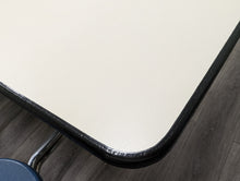 Load image into Gallery viewer, 12ft Cafeteria Lunch Table w/ Stool Seat, Beige Top, Navy Blue Seat, Adult Size (RF)
